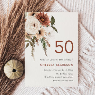 Invitación Terracota y fiesta de cumpleaños número 50 de Whit
