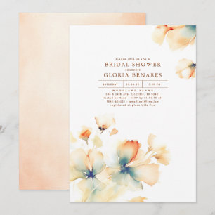 Invitación Terracota y flores Verde azuladas ducha de novia m