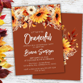 Invitación Terracotta 1º cumpleaños Floral otoño