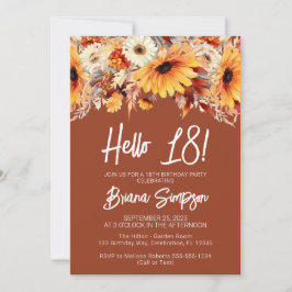 Invitación Terracotta 18º cumpleaños Floral otoño