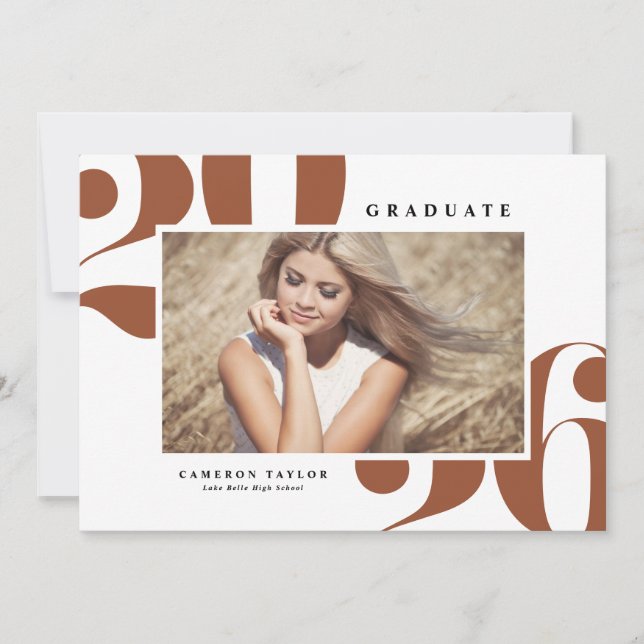 Invitación Terracotta 2025 Audaz Tipografía Foto Graduación (Anverso)