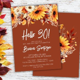 Invitación Terracotta 30 cumpleaños otoño floral