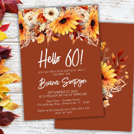 Invitación Terracotta 60º cumpleaños Floral otoño