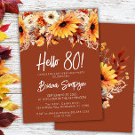 Invitación Terracotta 80th Birthday Fall<br><div class="desc">Terracotta Fall Floral 80 cumpleaños invitación a una fiesta de cumpleaños divertida</div>