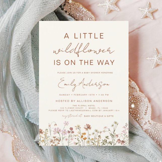 Invitación Terracotta A Little Wildflower Baby Shower (Subido por el creador)