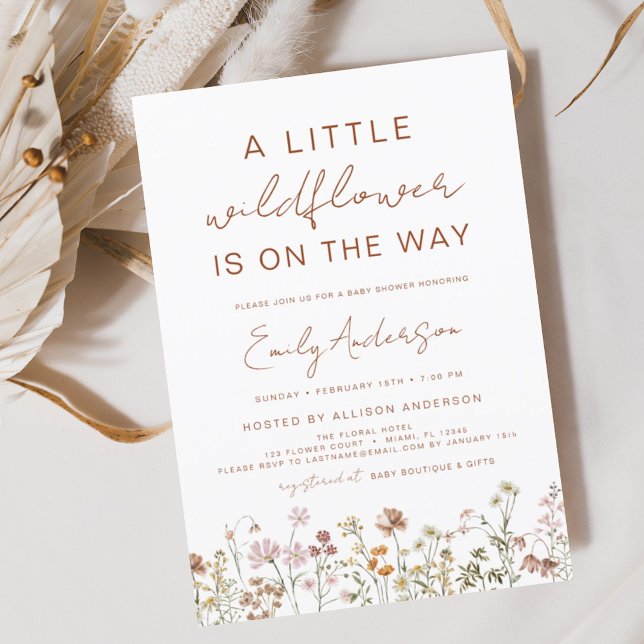 Invitación Terracotta A Little Wildflower Baby Shower (Subido por el creador)