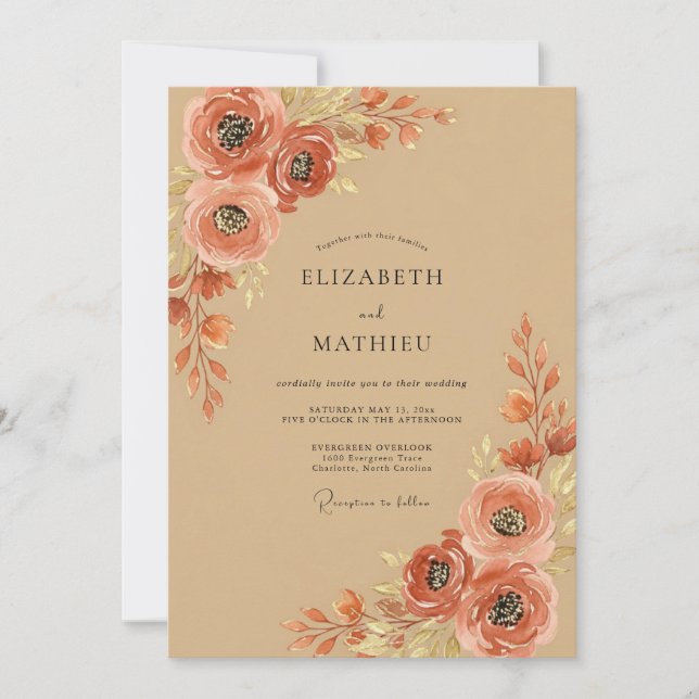 Invitación Terracotta Alluring Autumnal Wedding (Anverso)