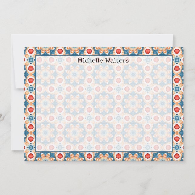 Invitación Terracotta and Blue Pattern Flat Notecard (Anverso)