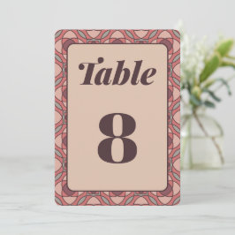 Invitación Terracotta and Dusty Rose Art Deco Table Number