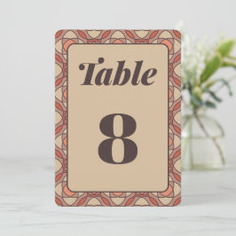 Invitación Terracotta and Mauve Art Deco Wedding Table Number