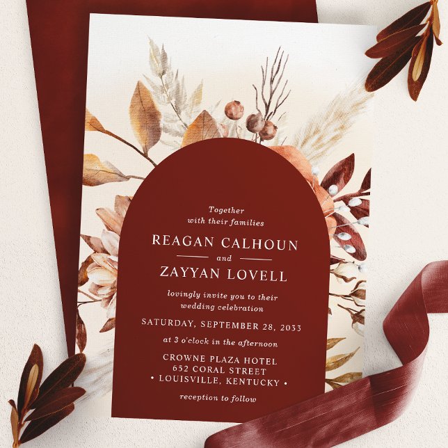 Invitación Terracotta Arco Floral Pampas Grass Boda (Subido por el creador)
