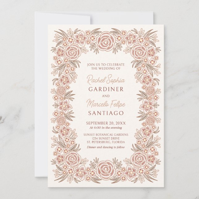 Invitación Terracotta Autumn Boda Floral (Anverso)