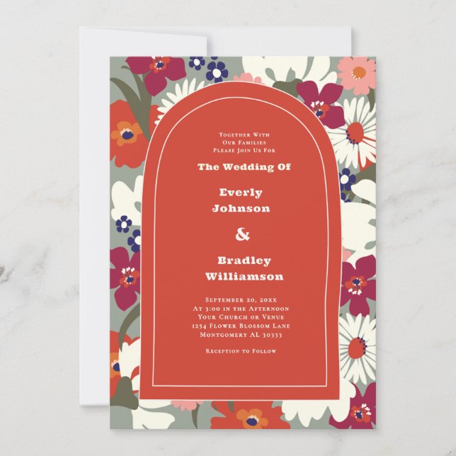 Invitación Terracotta Autumn Floral Boho Bold Chic Wedding (Anverso)