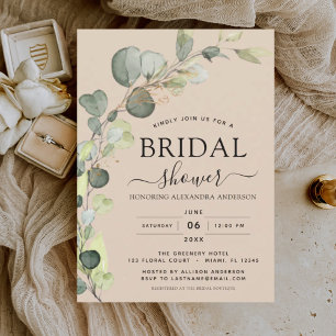 Invitación Terracotta Beige Bridal Shower Eucalyptus