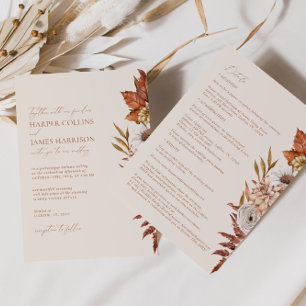 Invitación Terracotta Beige Moderno Floral Boho Fall Wedding