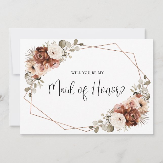 Invitación Terracotta Beige Sage será mi empleada de honor (Anverso)