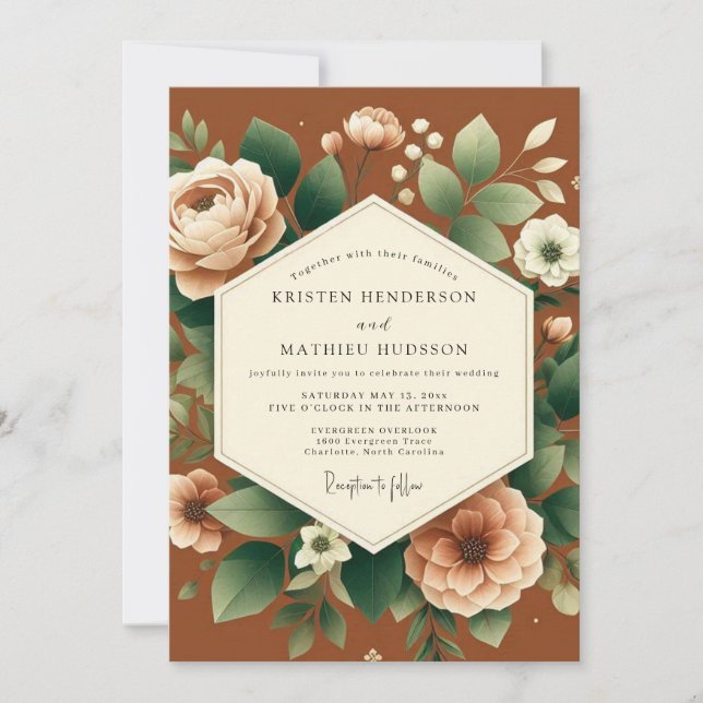 Invitación Terracotta Bloom Autumn Wedding (Anverso)