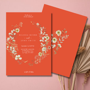 Invitación Terracotta Boda de Flor Silvestre White Rustic Boh