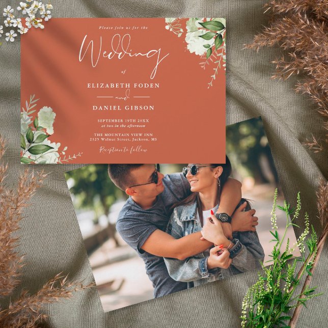 Invitación Terracotta Boda de fotografía de vegetación botáni (Subido por el creador)