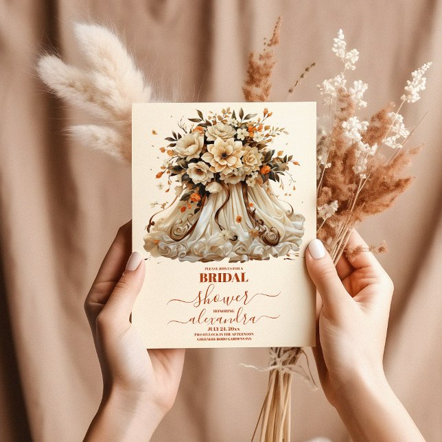 Invitación Terracotta Boda floral Vestido de novia ducha (Subido por el creador)