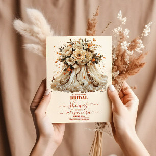 Invitación Terracotta Boda floral Vestido de novia ducha