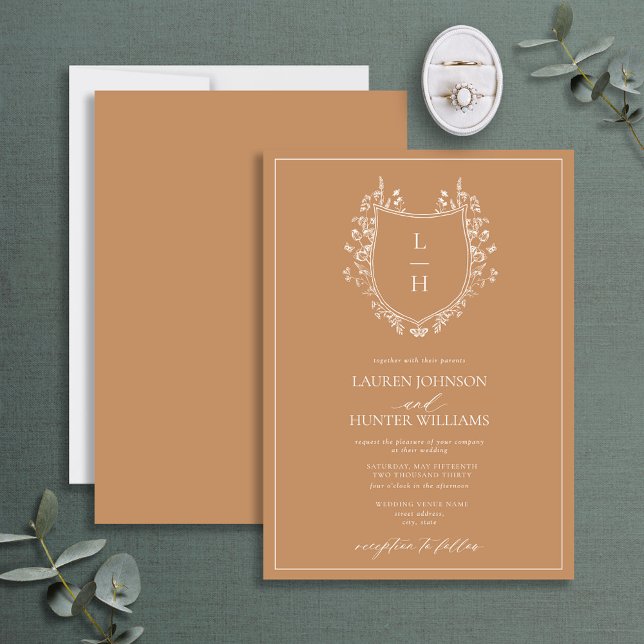 Invitación Terracotta Boda Monograma de Flor silvestre (Subido por el creador)