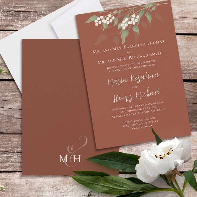 Invitación Terracotta Boda Simple Floral (Subido por el creador)