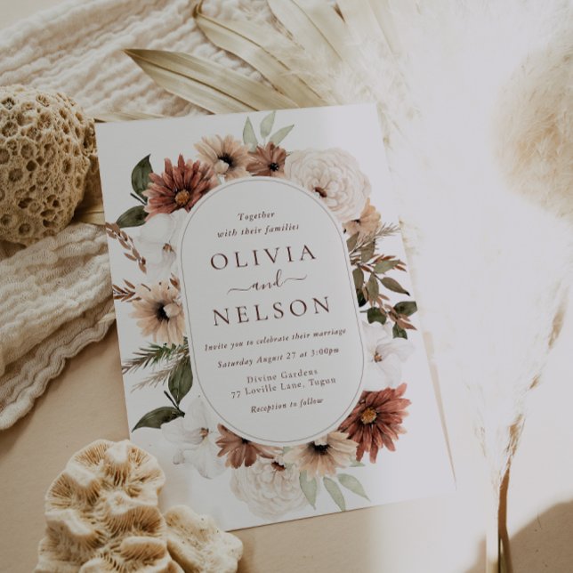 Invitación Terracotta Bohemia Boda de armazón de flores (Subido por el creador)