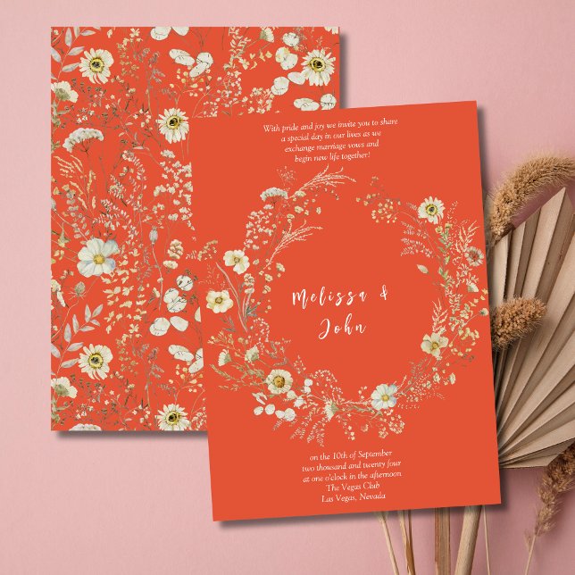 Invitación Terracotta Bohemian Boda de Flor Silvestre (Subido por el creador)