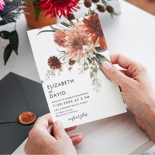 Invitación Terracotta Bohemian Boda Floral (Subido por el creador)