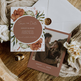 Invitación Terracotta Bohemian Floral Save the Date Invite