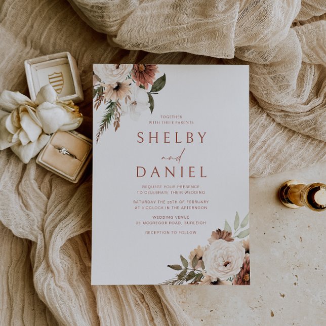 Invitación Terracotta Bohemian Flowers All Seasons Boda (Subido por el creador)