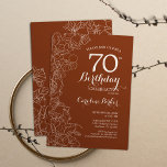 Invitación Terracotta Boho 70th Birthday Party<br><div class="desc">Invitación a la fiesta de cumpleaños número 70 de Terracotta Boho. Diseño moderno minimalista con acentos de dibujo floral botánico y tipografía de escritura. Sencilla carta de invitación a la moda, perfecta para una elegante celebración de cumpleaños femenina. Se puede personalizar a cualquier edad. Invitaciones Zazzle impresas o una plantilla...</div>