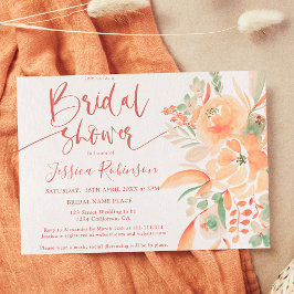 Invitación Terracotta boho acuarela floral ducha de novia