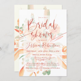 Invitación Terracotta boho acuarela floral ducha de novia en