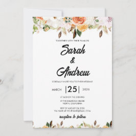 Invitación Terracotta Boho Autumn Floral Wedding