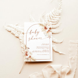 Invitación Terracotta Boho Baby Shower Pampas Grass