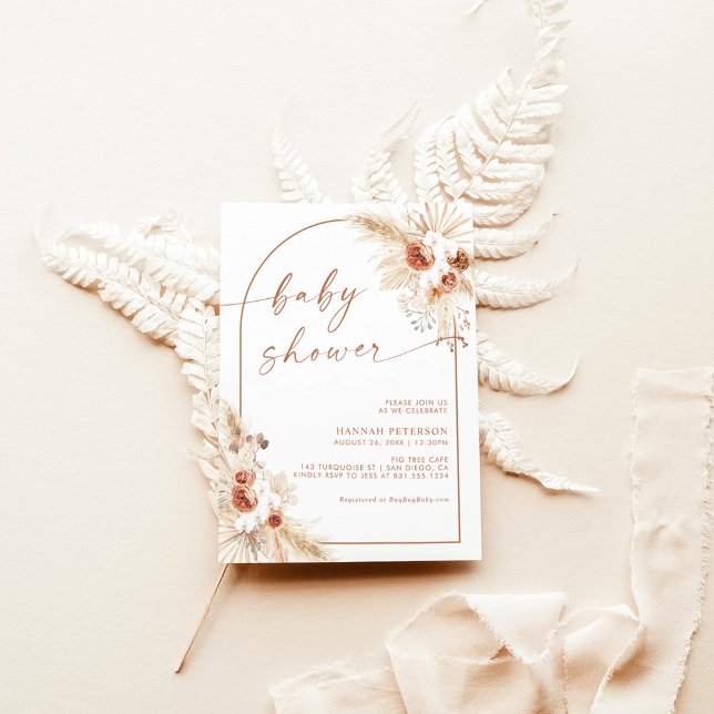 Invitación Terracotta Boho Baby Shower Pampas Grass (Subido por el creador)