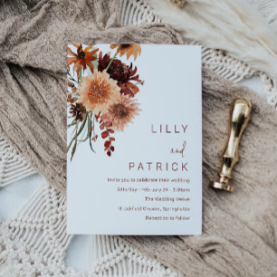 Invitación Terracotta Boho Boda: Floral de verano y otoño