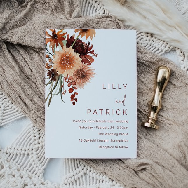 Invitación Terracotta Boho Boda: Floral de verano y otoño (Subido por el creador)