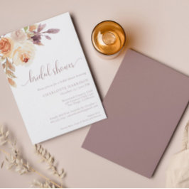 Invitación Terracotta Boho Caída Floral Ducha De Novias