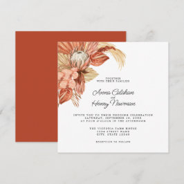 Invitación Terracotta Boho Dried Floral Pampas Boda