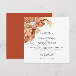 Invitación Terracotta Boho Dried Floral Pampas Boda