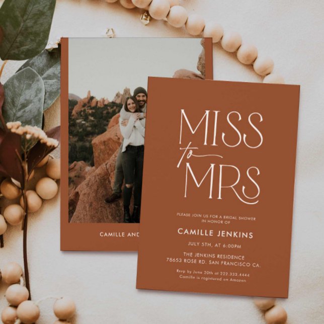 Invitación Terracotta Boho Ducha Mínima De Novias (Boho Minimal Bridal Shower Invitation)