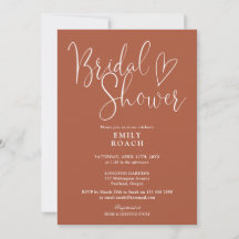 Terracotta Boho Elegant Script Bridal Shower