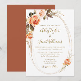 Invitación Terracotta Boho Fall Boda Naranja Floral