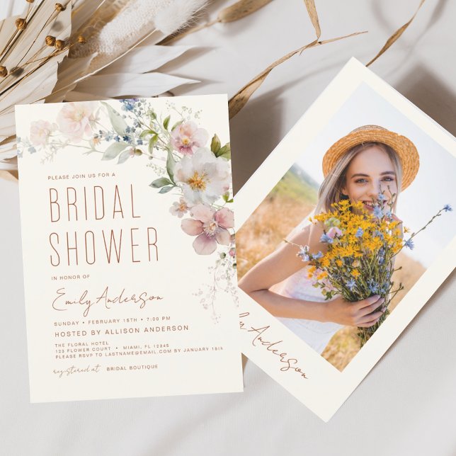 Invitación Terracotta Boho Flor silvestre ducha de novia foto (Subido por el creador)