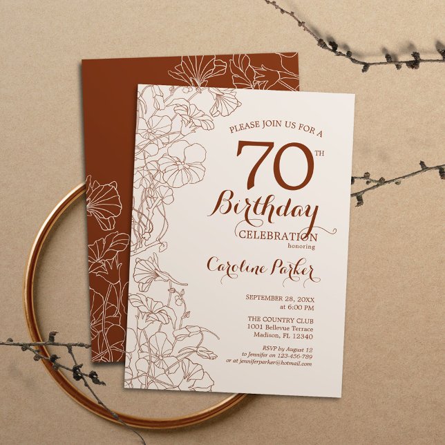 Invitación Terracotta Boho Floral 70 cumpleaños (Subido por el creador)