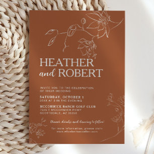 Invitación Terracotta Boho Floral Botánico Simple Boda