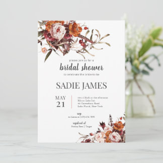 Invitación Terracotta Boho Floral Bridal Shower Invitation